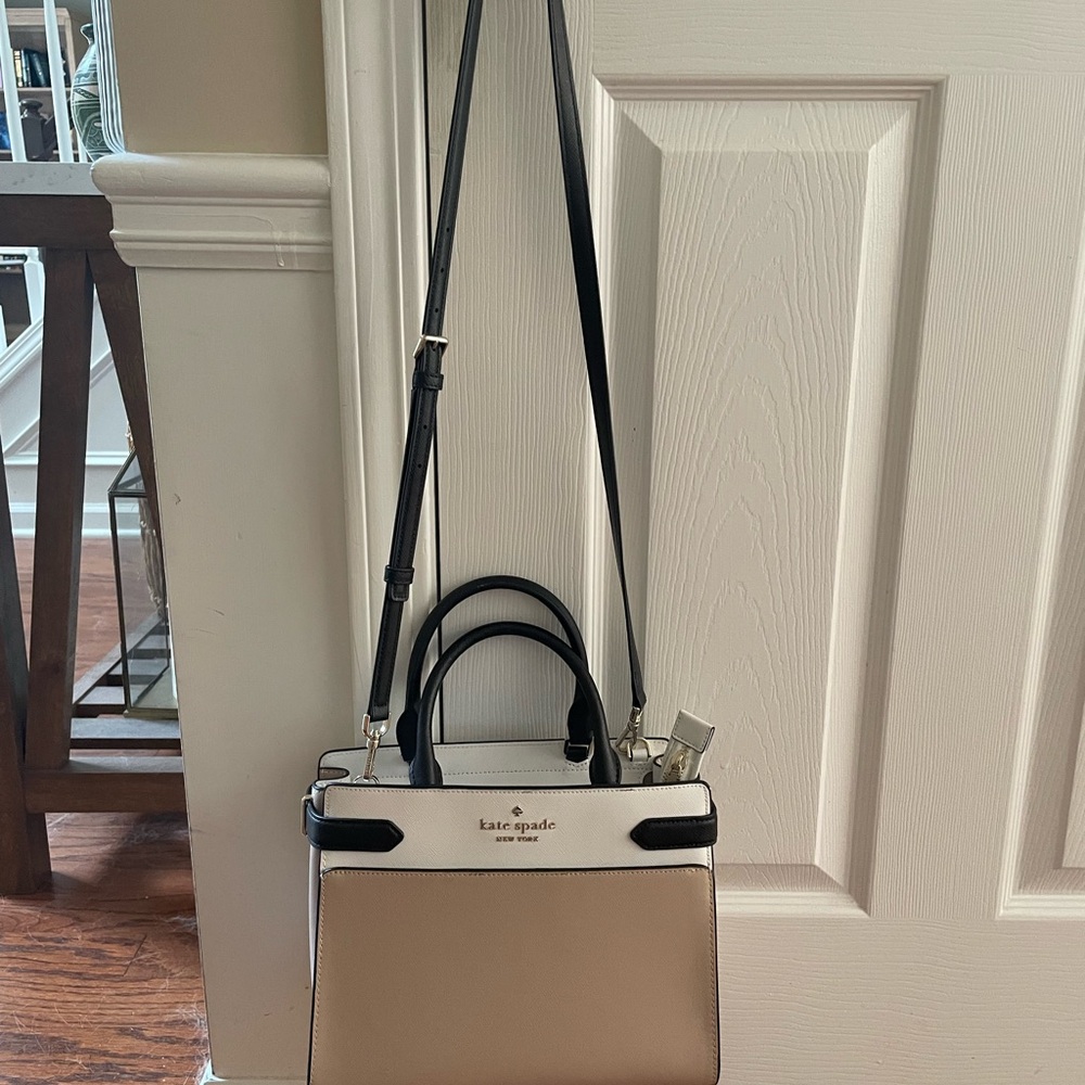 Kate Spade - White and Beige Purse - Long Strap and Short Handles - Picture 4 of 6